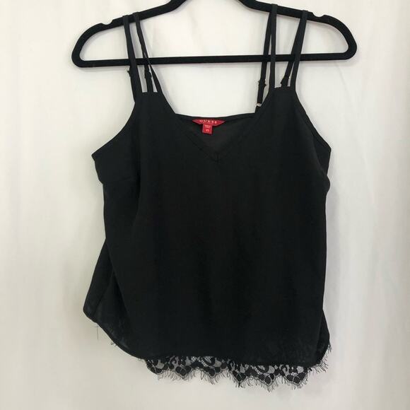 Guess Black Lace Trimmed Camisole Adjustable Strap - Picture 1 of 7